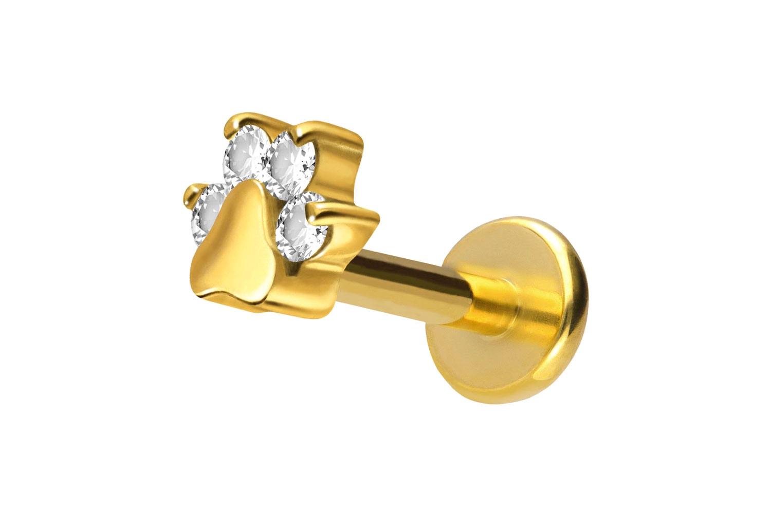 Titan Labret Piercing mit Push Fit KRISTALLPFOTE
